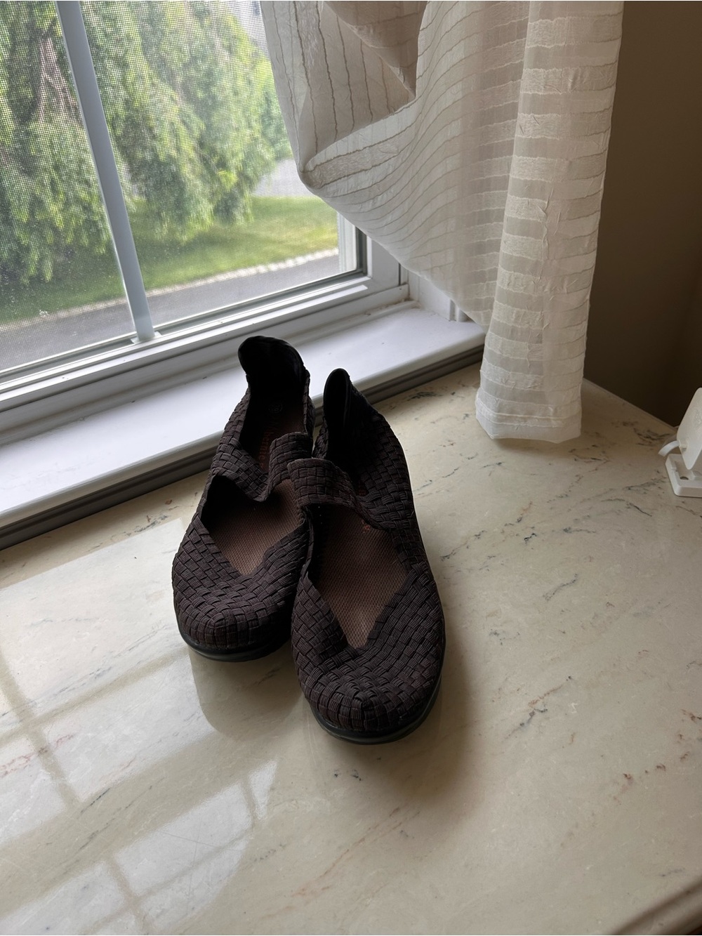 Bernie and Mev Brown Woven Wedges